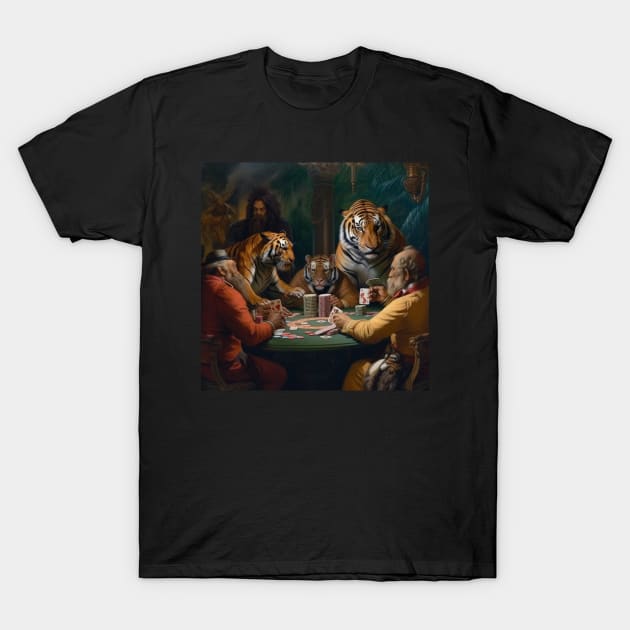 Poker With A Tiger T-Shirt by gdimido